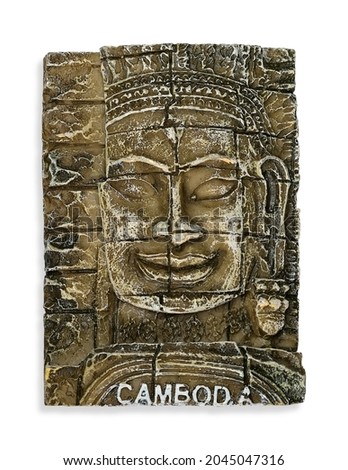 Souvenir (magnet) from Cambodia isolated on white background. Design element with clipping path