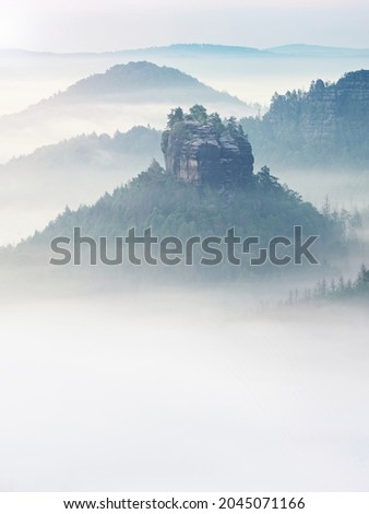 The fabulous Winterstein, also called Hinteres Raubschloss or Raubstein. It is a sandstone rock massif, the butte in the Saxon Switzerland National Park in the Bad Schandau region, Germany