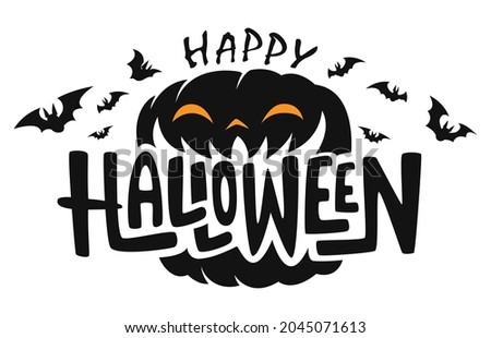 Happy Halloween Text Banner, Vector