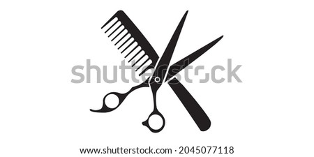Scissor and Comb Barbershop Icon Vector Logo Template Illustration Design. Vector  Royalty-Free Stock Photo #2045077118