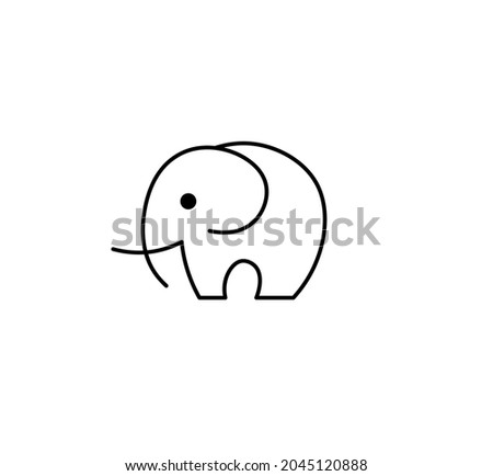 Vector isolated simple minimal elephant icon, symbol, logo, pictogram. Black line minimalism abstract elephant sign Royalty-Free Stock Photo #2045120888
