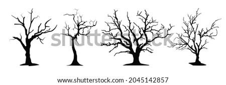 Halloween scary trees, vector illustration set. EPS10