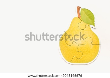 Picture of a pear on a white background. Puzzle of pears on a white background. Pear on a white background. 