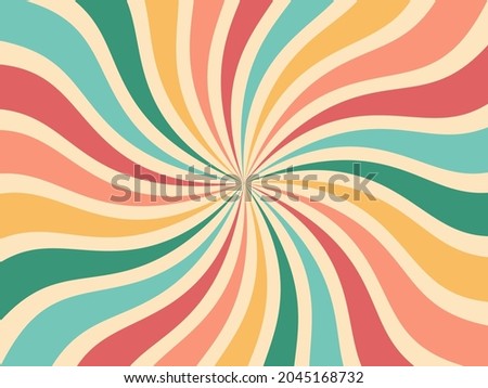Groovy retro swirl burst, summer and carnival background Royalty-Free Stock Photo #2045168732