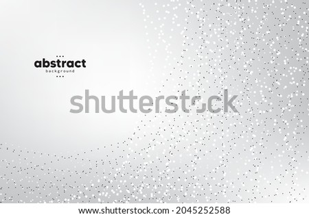Abstract gray and white flowing line digital technology, smooth particle wave, big data techno design concept background wallpaper, vector eps
