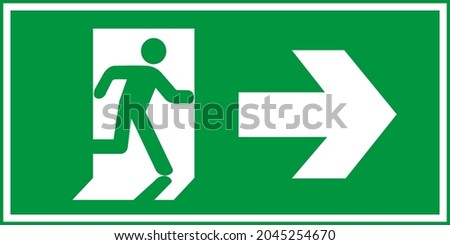 Green emergency exit sign, Fire sign vector illustration.  Royalty-Free Stock Photo #2045254670