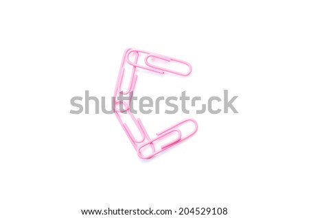 Alphabet C made from pink paper clips