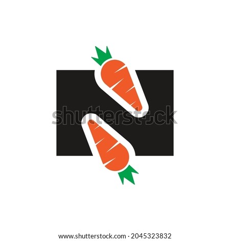 Letter N carrot logo on white background