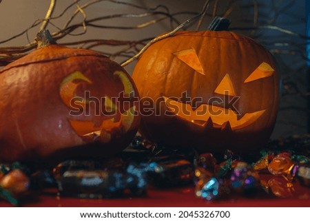 Halloween pumpkin and trick or treat