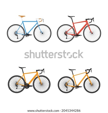 Bicycle pack, bundle of 4 road bike vector isolated on white background
