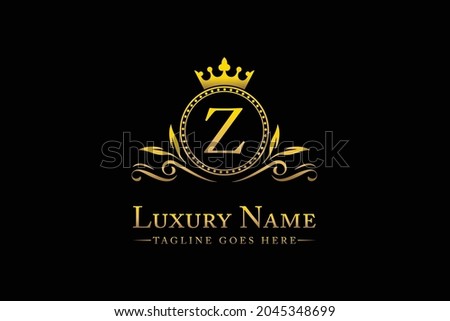 Royal   Luxury   Letter  Z King with  Gold Crest Crown  logo  collection  For Boutique hospitality  Hotels and Fashion Brand Identity Monogram symbol