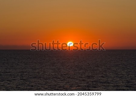 Sunset in the Atlantic Ocean off the coast of Galicia in the west of the Iberian Peninsula, 