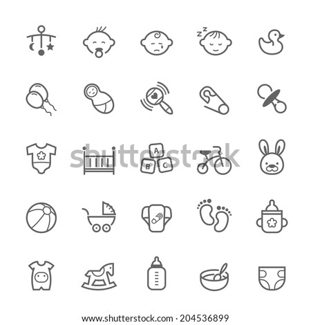 Set of Outline stroke Baby icon Vector illustration Royalty-Free Stock Photo #204536899