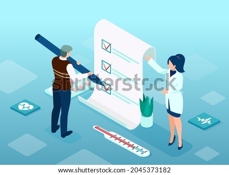 Vector of a patient signing medical consent form  Royalty-Free Stock Photo #2045373182