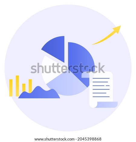 Vector illustration of graph and a document.