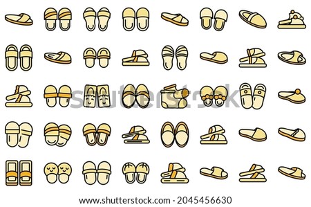 Home slippers icon. Outline home slippers vector icon thin line color flat isolated on white