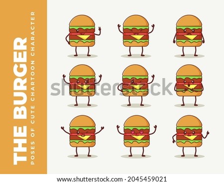 burger cute character pose bundle