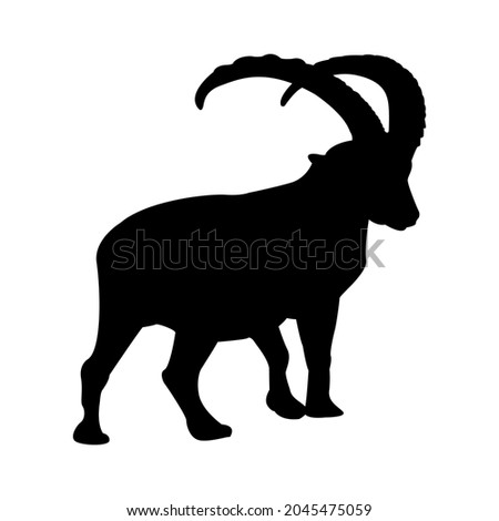 Alpine Ibex Silhouette, Capra Ibex, Aimal Vectro Illustration Royalty-Free Stock Photo #2045475059