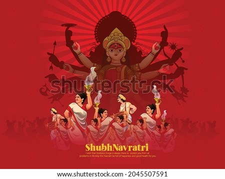 illustration of Goddess Durga in Happy Durga Puja Subh Navratri  Royalty-Free Stock Photo #2045507591