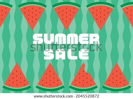Cut watermelon and watermelon pattern summer sale illustration material