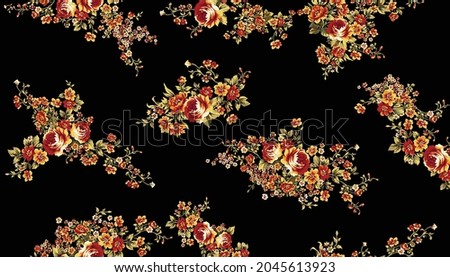 abstract small flowers arrangement all over design with solid background for textile printing factory