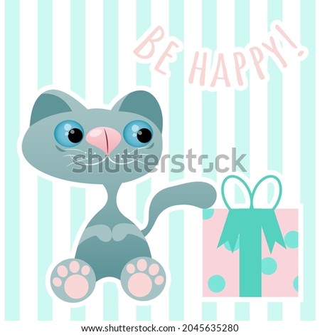 gray cat gift box stickers happy emotions cartoon christmass tree