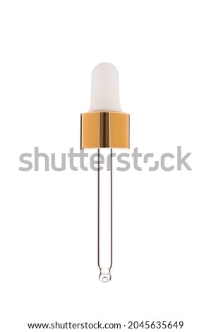 pipette made of transparent glass on a white background