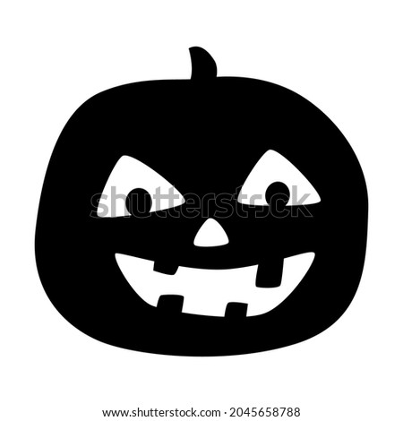 Halloween pumpkin silhouette illustration, Jack O Lantern isolated on white background.