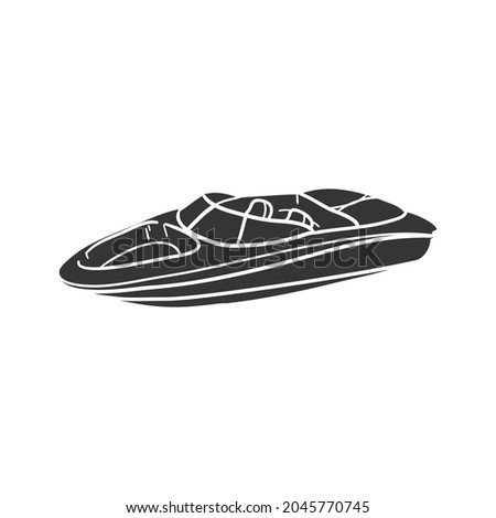 Launch Boat Icon Silhouette Illustration. Water Transport Vector Graphic Pictogram Symbol Clip Art. Doodle Sketch Black Sign.