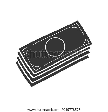 Pile Bill Icon Silhouette Illustration. Cash Business Vector Graphic Pictogram Symbol Clip Art. Doodle Sketch Black Sign.