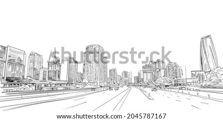 Sydney city scape. Australia. Hand drawn vector illustration. Royalty-Free Stock Photo #2045787167