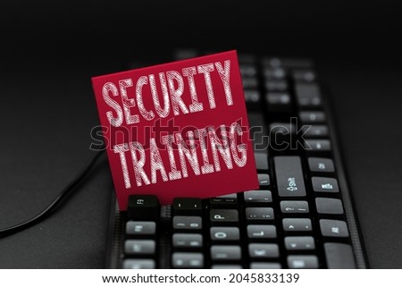 Text sign showing Security Training. Word for providing security awareness training for end users Typing Old Notes To A Computer, Abstract Creating Emotional Novel