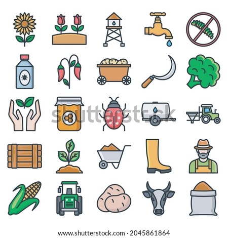 Farming vector icon set for commercial use