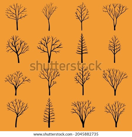 Simplicity collection of halloween dead tree freehand drawing flat design.Vector illustration.