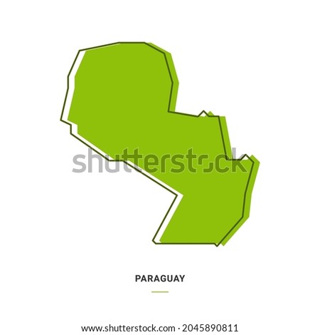Paraguay Outline Map with Green Colour. Modern Simple Line Cartoon Design - EPS 10 Vector Royalty-Free Stock Photo #2045890811