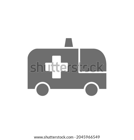 Ambulance car grey icon. Isolated on white background