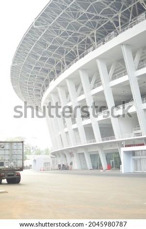 leading lines of Gelora Bung Karno Facade. Royalty-Free Stock Photo #2045980787