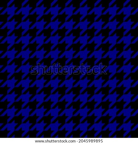 Goose foot. Pattern of crow's feet in black and navi cage. Glen plaid. Houndstooth tartan tweed. Dogs tooth. Scottish checkered background. Seamless fabric texture. Vector illustration