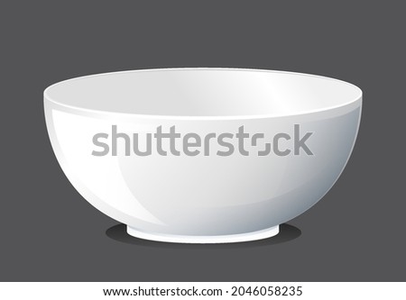 White plain bowl on black background illustration