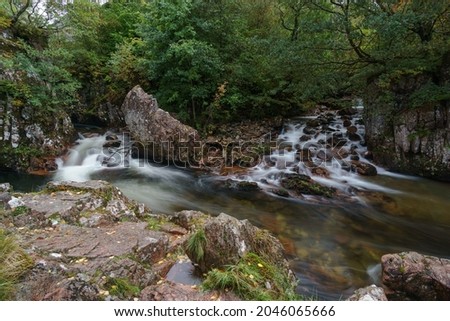 Long exposure of the Water of Nevis at the Lower Falls in Glen Nevis, Scotland Royalty-Free Stock Photo #2046065666
