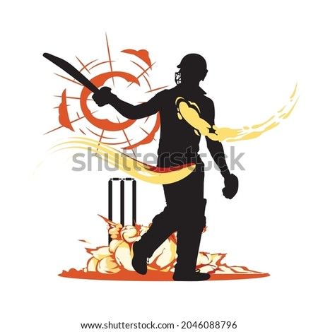 comic cricketer batsmen vector illustration.