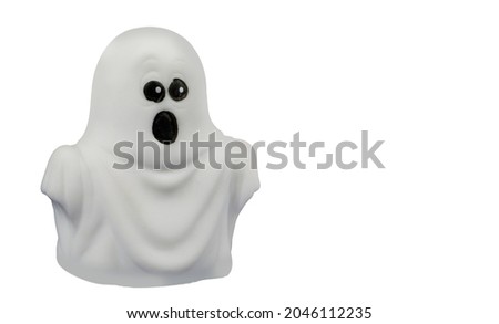 Cartoon halloween ghost on a white background.