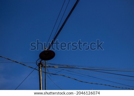 electrical wiring in housing with a clear sky background for photo background