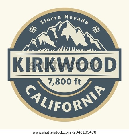 Abstract stamp or emblem with the name of Kirkwood, California, vector illustration