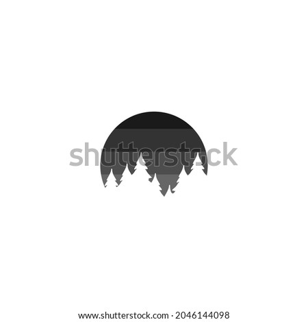 Simple moon logo covered with fir trees