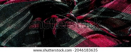 Scottish cloth culottes, black red white fabric colors, checkered pattern, background texture, pattern