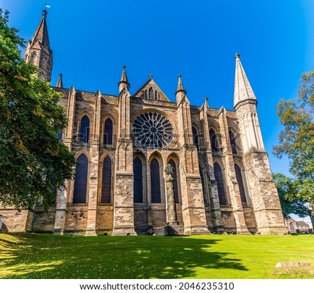 A view towards the cathedral in Durham, UK in summertime Royalty-Free Stock Photo #2046235310