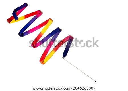 Gymnastics ribbon. Rhythmic gymnastics ribbon, multicolored, isolated on white