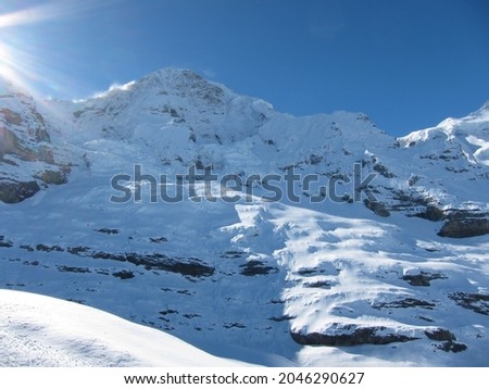 A beautiful view of the snow clad mountain in the swiss alps 