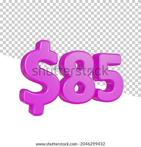 3D render Pink text 85 percent off on transparent background